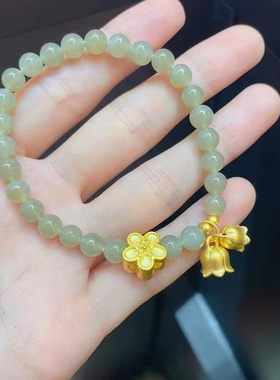 女款足金桃花手链黄金