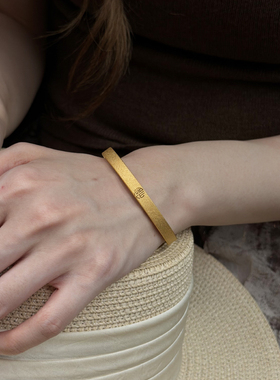 5D硬金黄金满天星福字手镯女999足金中国风大气手环金镯子送老婆