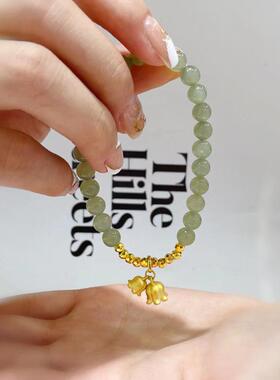 女款足金黄金兰花手链