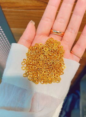 女款足金黄金配件隔珠金圈隔片