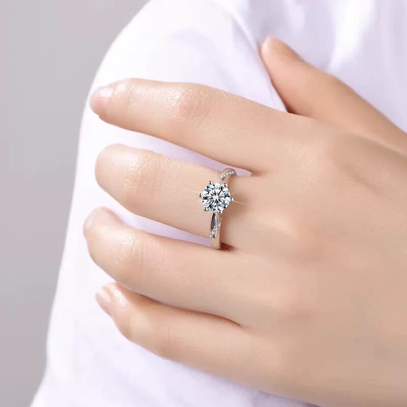 IGI Henan cultivated diamond PT950 diamond ring six-claw psychic 1 carat platinum ring for Valentine's Day to my girlfriend