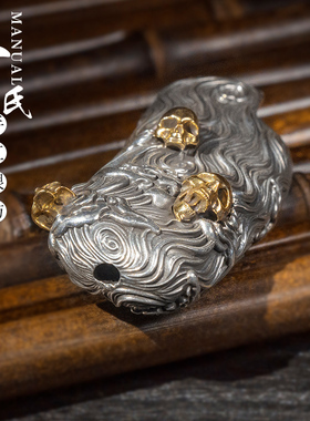 复古纯银镶嵌黄铜原创手工