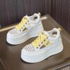 Thick-soled hollow white shoes 8cm height increasing women's shoes summer breathable hole-in-the-wall sandals mesh platform shoes