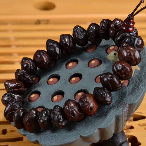 精品对眼小鬼脸菩提子莲台菩提珠鬼脸手串手链 念持珠 - 图0