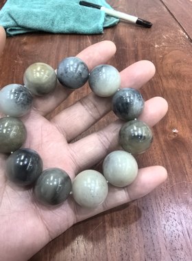 新疆和田籽料青花玉浅糖手串卡20cm