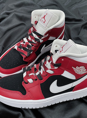AF1AJ1mid鞋带黑白红小芝加哥