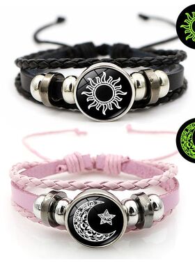 日月恋人手环复古夜光情侣手链