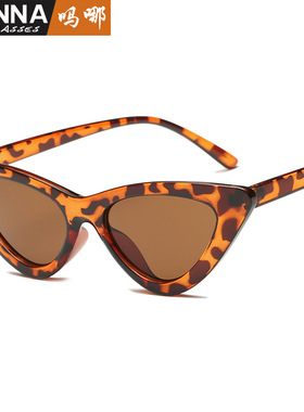 猫眼墨镜女款复古黑色三角猫眼式镜框小框太阳眼镜2026年新款镜架