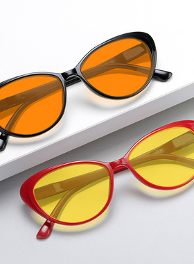 2026新款夜视眼镜复古猫眼防蓝光太阳镜男女士玩电脑竞技游戏护目