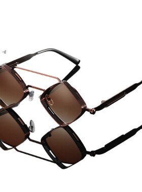 三角猫眼墨镜茶色2026新款潮流朋克风个性太阳镜镂空旅游摆拍时尚