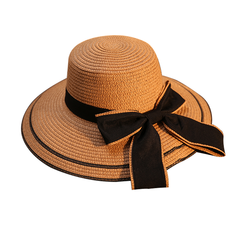 草帽女夏天百搭遮阳帽防晒帽太阳帽出游度假海边大沿帽可折叠凉帽