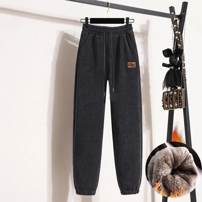 清仓捡漏～保暖卫裤女冬季加厚加绒宽松运动休闲抽绳束脚哈伦裤子,淘宝优惠券,粉丝福利购,淘宝优惠卷