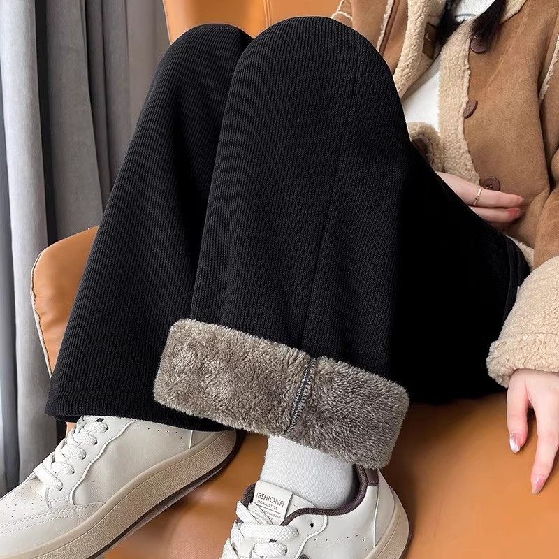 雪尼尔加绒阔腿裤女秋冬季灯芯绒女裤2025新款加厚羊羔绒直筒裤子,淘宝优惠券,粉丝福利购,淘宝优惠卷