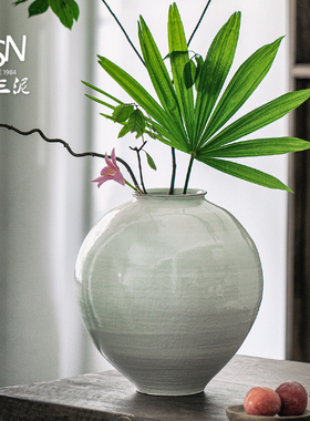 御三泥侘寂花瓶月亮陶艺民宿装饰