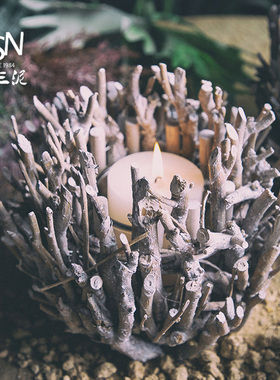 实木树杈复古道具烛光晚餐长明灯