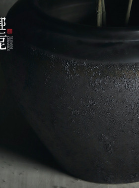 粗陶大号落地花盆陶瓷大缸种树庭院大缸北欧风陶瓷大口径装饰摆件