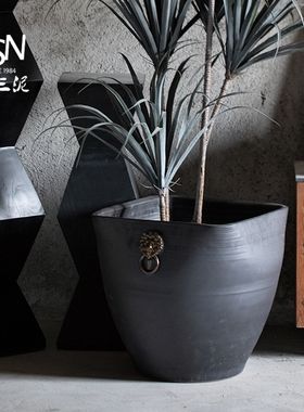 御三泥水缸仿古大缸花坛阳台装饰鱼缸落地摆件庭院园林陶瓷大花盆