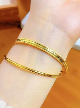 沙金复古龙鳞双环手镯时尚网红款爆闪亮片百搭男女通用双圈手环