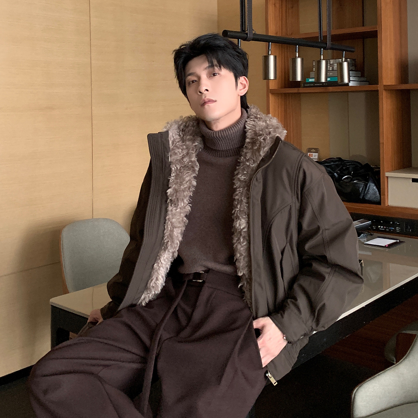 Hualun冬季绒感白鸭绒座山雕夹克羽绒服男棉衣外套男装皮毛领棉服,淘宝优惠券,粉丝福利购,淘宝优惠卷