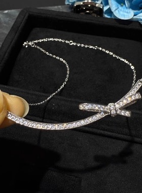 小香风蝴蝶结项链微笑笑脸锁骨链