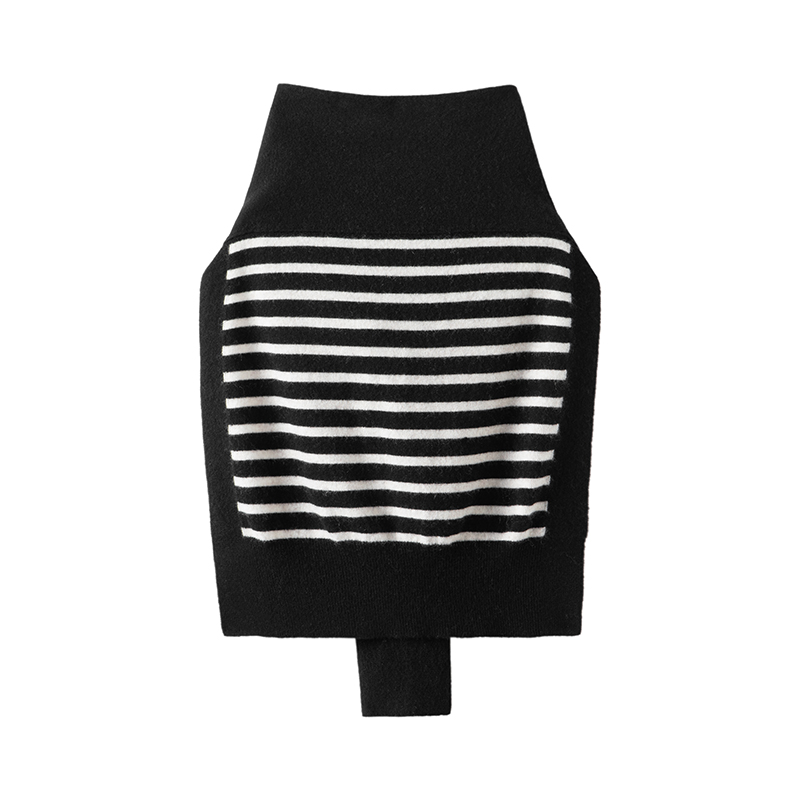 特显时髦感！！100山羊绒小披肩条纹高端针织保暖护颈搭肩配裙子 - 图2