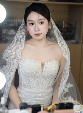 新娘新款森系蕾丝头纱盖头高级感头饰影楼婚纱摄影旅拍配饰道具