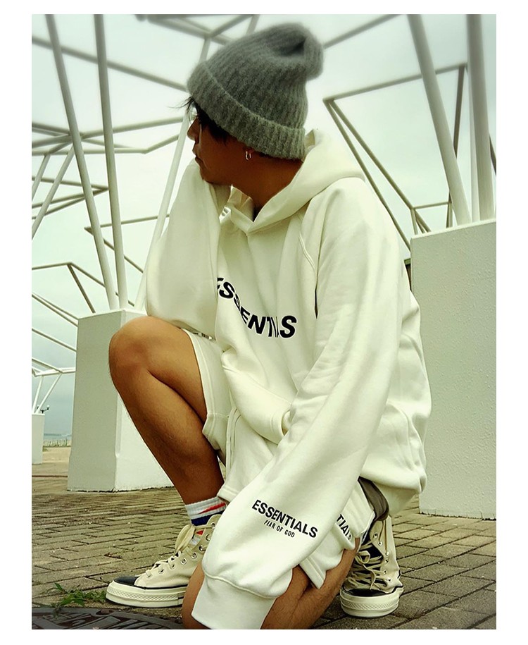 FOG FEAR OF GOD ESSENTIALS胸前字母LOGO连帽卫衣加绒帽衫20FW男 - 图2