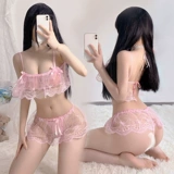 Раздельный топ без лямок, кружевная мини-юбка, штаны, нижнее белье, комплект