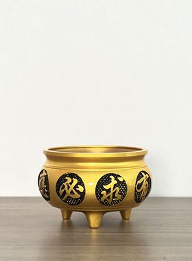 纯铜合金供奉供佛供神家用香炉烧香炉香熏香炉圆字三脚香炉专用品