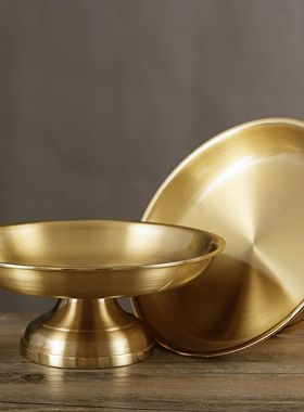 铜供盘纯家用供佛供果果盘水果盘果碟佛前供具上供铜果盘贡碟贡盘