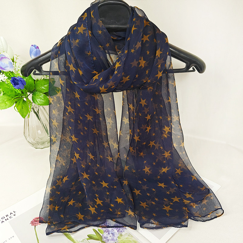 字母款杭州四季真丝丝巾桑蚕丝纱巾女士长款百搭春秋夏季薄款围巾