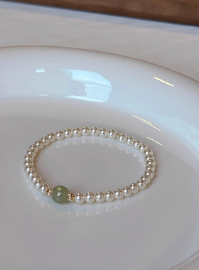 和田玉贝珠珍珠串珠手链精致新中式气质高级感手串女