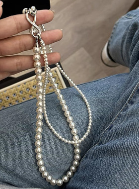 双层叠戴珍珠项链女款颈链气质高端毛衣链秋冬高级轻奢小众配饰