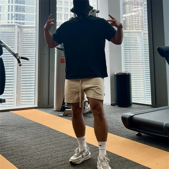 Light Weight pure cotton American basketball loose sports shorts three-quarter pants squat fitness training men's ball pants