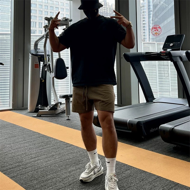 Light Weight pure cotton American basketball loose sports shorts three-quarter pants squat fitness training men's ball pants