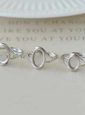 男女款S925纯银宝石镶嵌戒指空托