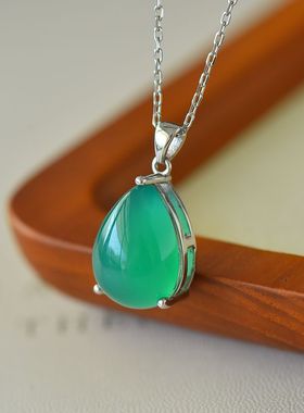 男女款S925纯银水滴镶嵌吊坠空托