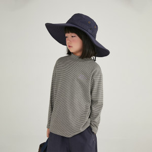 NNGZ北极绒女童条纹打底衫春秋季半高领儿童t恤内搭童装百搭上衣