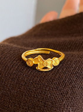 马上有钱生肖戒指女新中式招财