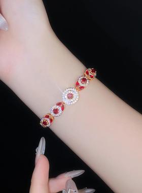 SixiCake欧美红色锆石手链女