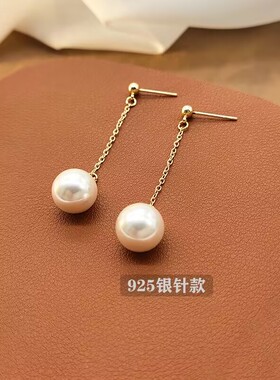 高级感珍珠蚊香盘耳夹无耳洞简约气质长款无痛耳环2026新款耳饰女