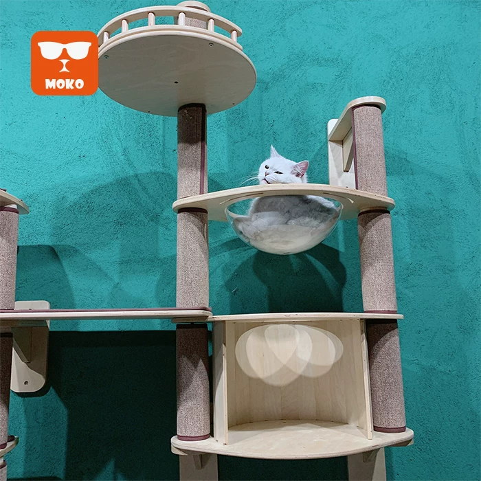 MOKO solid wood wall cat climbing shelf DIY cat tree cat nest integrated Tiaizhu cat tower combination cat house customization