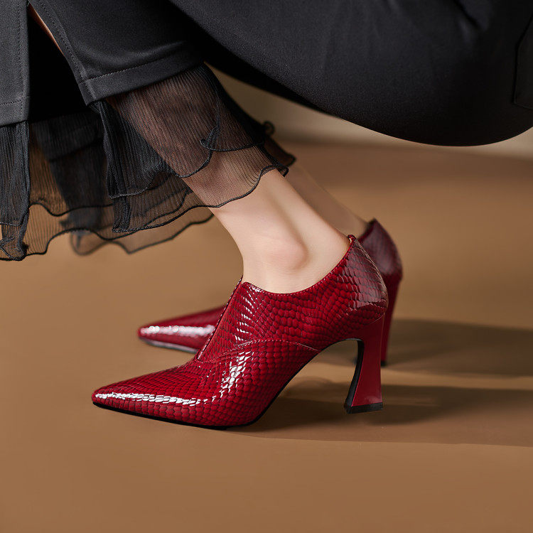 2026法式深口单鞋女春秋新款真皮尖头复古通勤粗跟百搭高跟鞋,淘宝优惠券,粉丝福利购,淘宝优惠卷