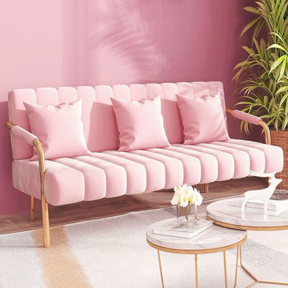 Room double small sofa sofa bedroom three-person clothing store fabric rental beauty salon studio small sofa