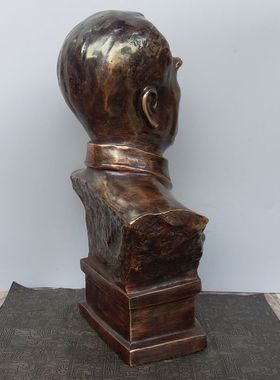 纯铜伟人周总理头像定做摆件