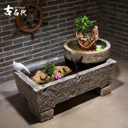牛槽老旧马槽石槽户外庭院水槽青石大型鱼缸石头养鱼鱼池流水摆件 - 图2