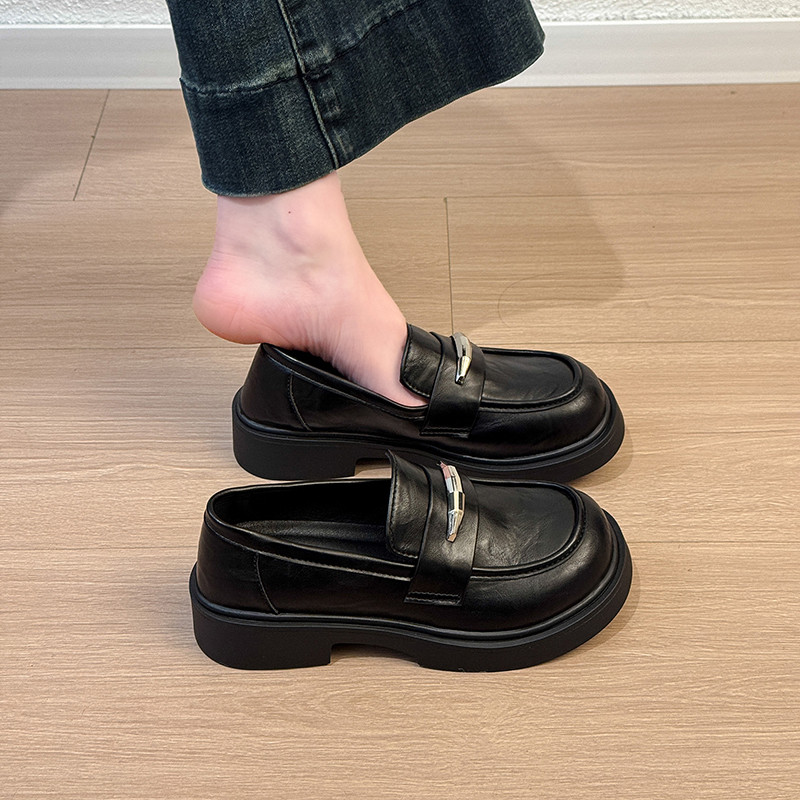 圆头乐福鞋女2026新款春秋单鞋英伦风厚底小皮鞋一脚蹬jk工作鞋子,淘宝优惠券,粉丝福利购,淘宝优惠卷