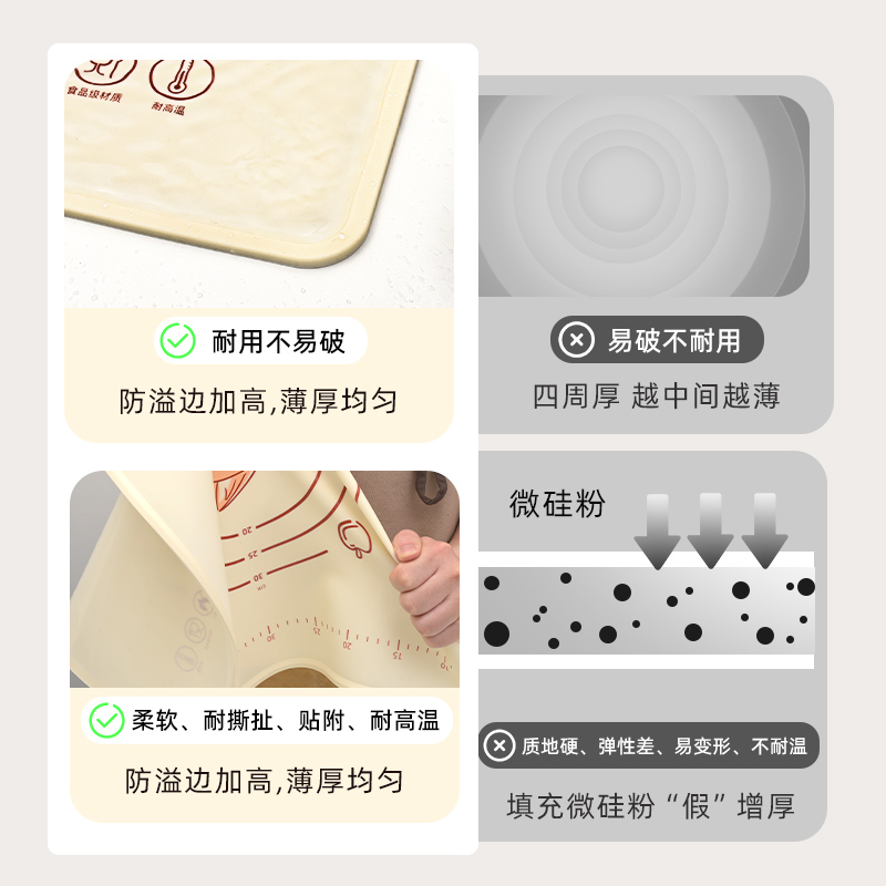 Jeetee硅胶揉面垫食品级加厚硅胶垫面板家用擀面烘焙案板塑料和面 - 图0