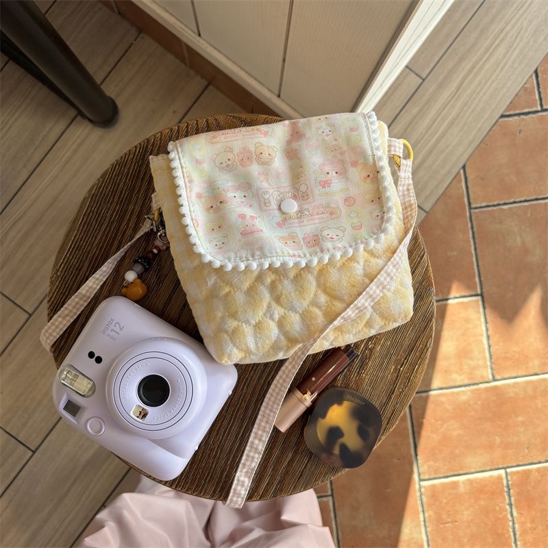 可爱轻松熊拍立得相机包包女化妆品收纳包单肩斜挎包防碰撞保护套 - 图1