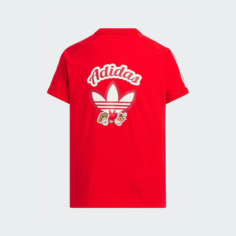 阿迪达斯三叶草玩具总动员连帽半截袖男女大童红色短袖T恤 KV6595,淘宝优惠券,粉丝福利购,淘宝优惠卷
